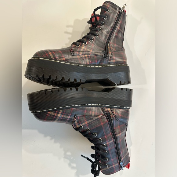 Cool Way Plaid Platform Combat Boots Size 8 - Picture 4 of 13